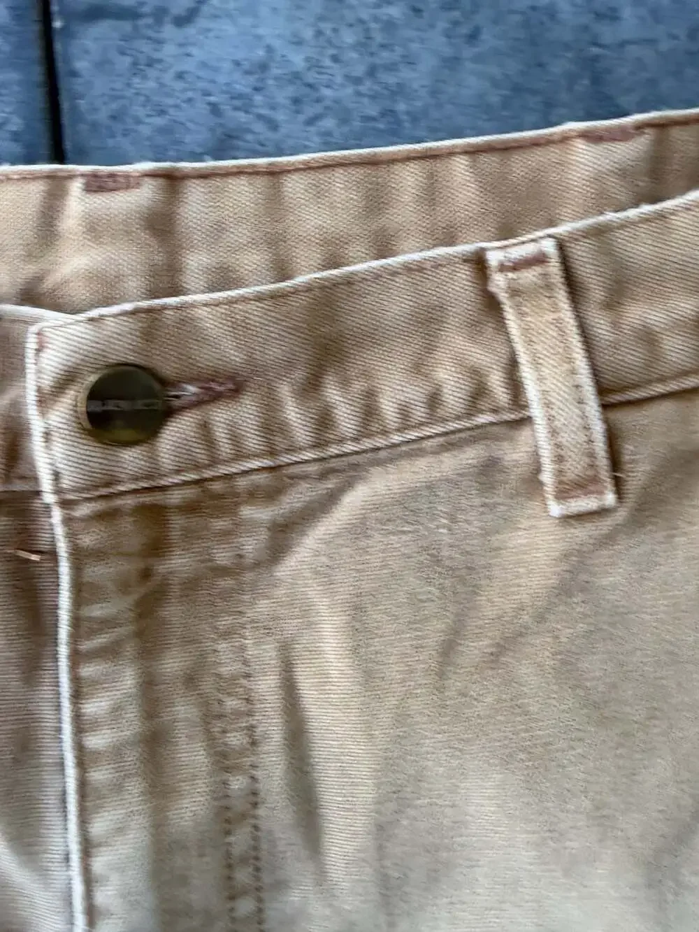 Carhartt Vintage Distressed Tan Canvas Work Pants Carpenter Dungarees Size 36x30